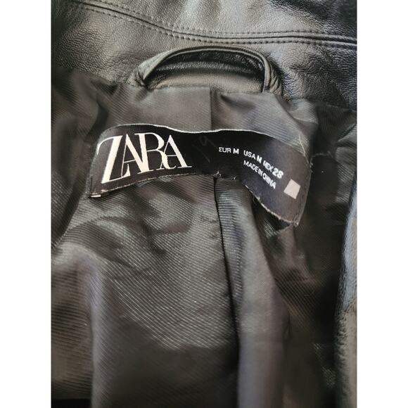 Zara Women's Black Oversized Faux Leather 2 Button Blazer Jacket Size Medium - Picture 6 of 7